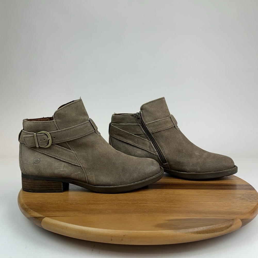 Womens Born‎ Jorgette Brown Leather Buckle Strap Ankle Boots Booties Size 8.5 M